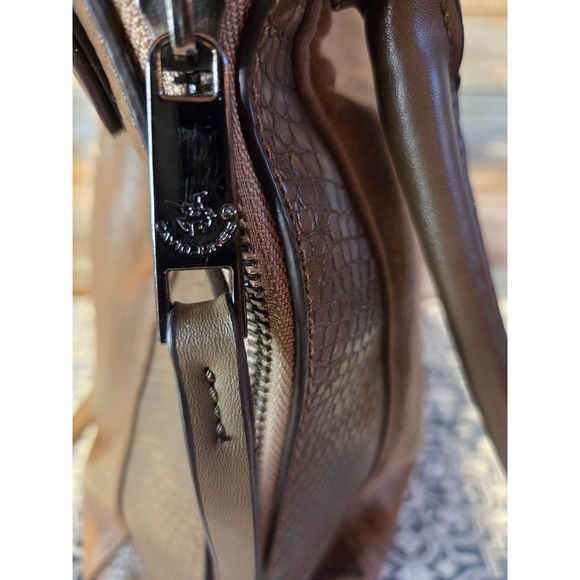 David Jones Paris Taupe Faux Leather Snakeskin Accent Hobo Shoulder Bag - Picture 5 of 13